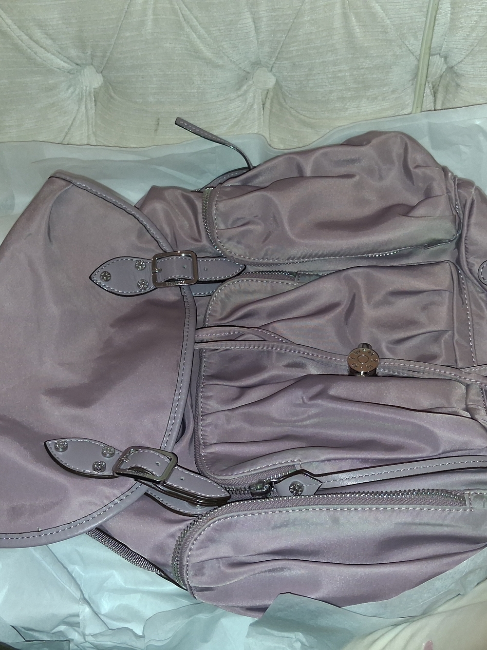 Women's Lavender Nylon Backpack - Stylish Everyday Bag